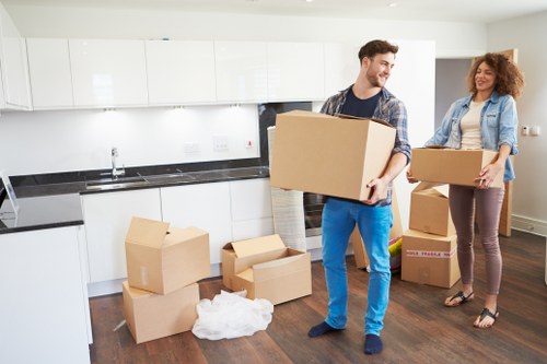 Local office moving team organizing a commercial relocation