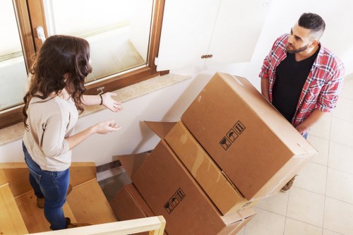 Packed household items ready for a removal company in Emersonpark